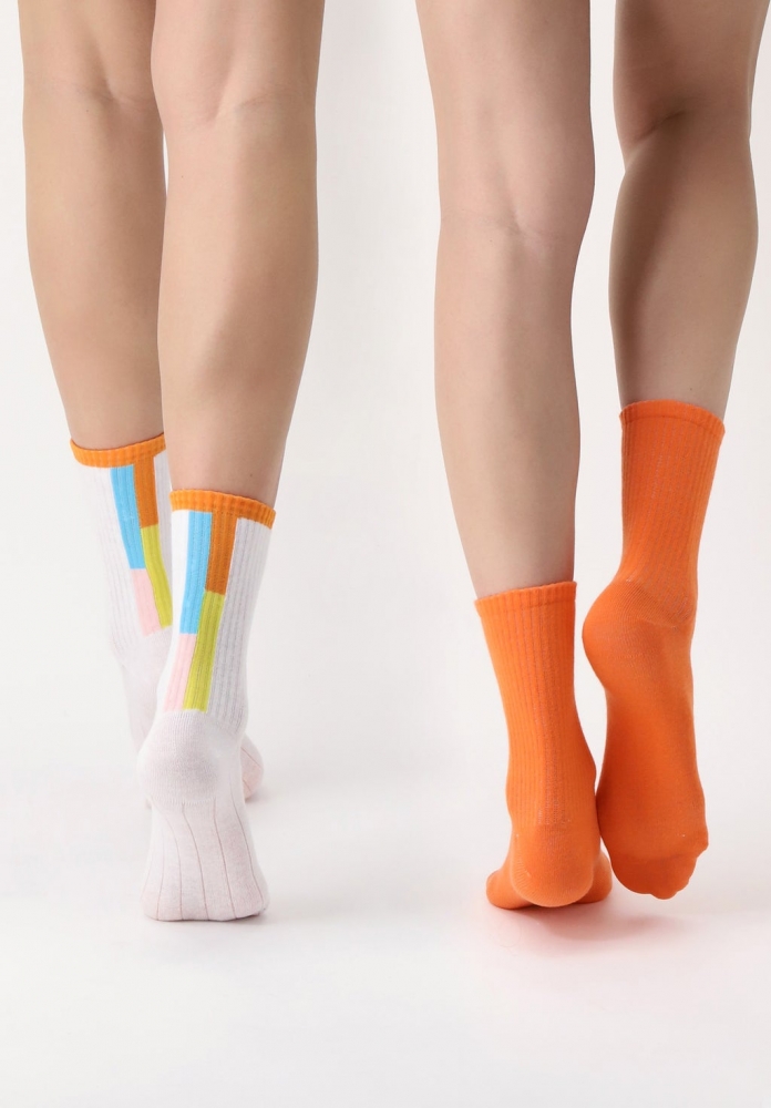  Oroblu 2p twins color block bootie socks
